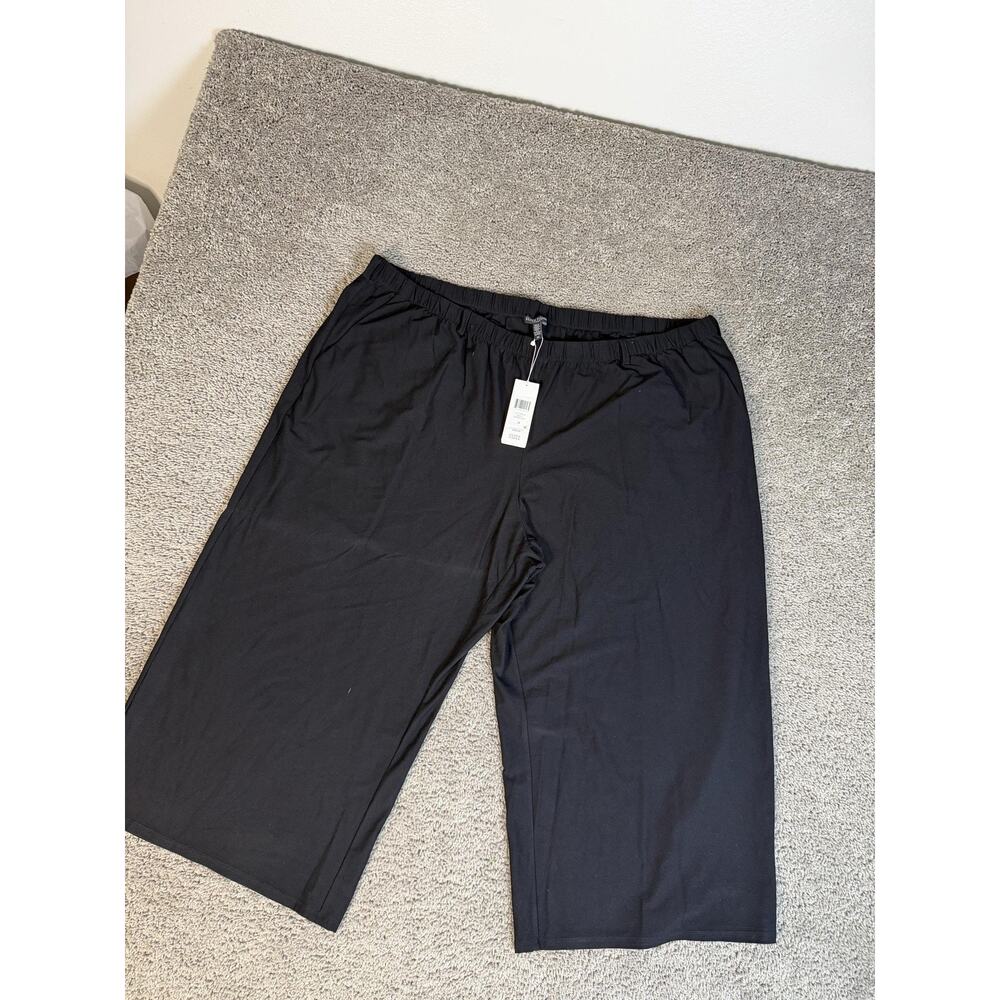 Eileen Fisher Pants Womens 3X Black Cropped Pull On Stretch Wide Leg 23 Inseam - Picture 2 of 15